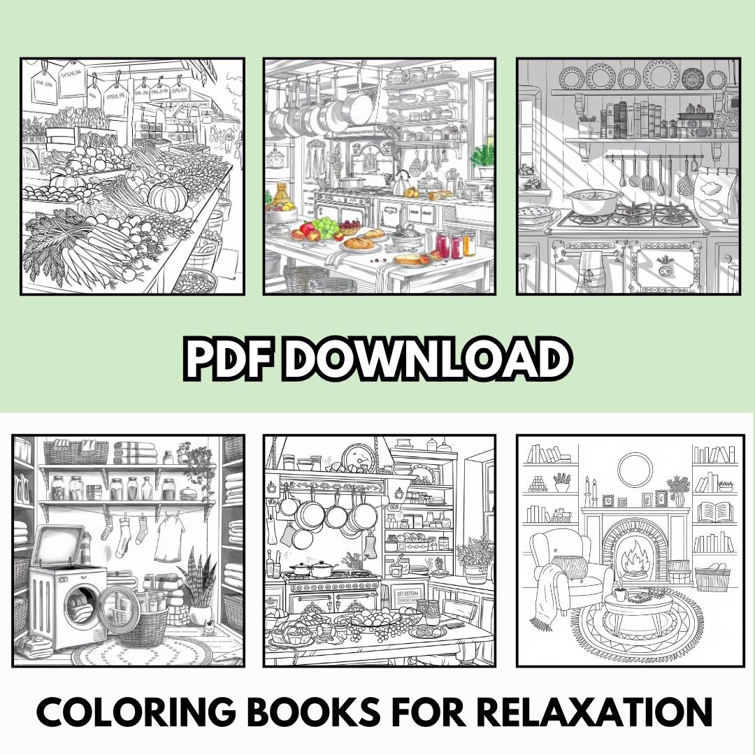 PLR Cozy Corners coloring pages with 9 adorable cozy space designs and full private label rights