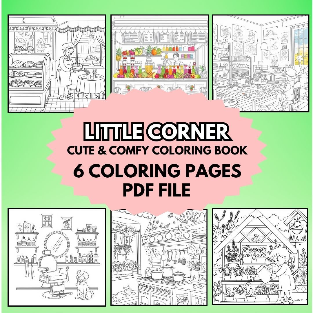 All-in-one coloring book bundle featuring 510+ pages of dinosaurs, princesses, Halloween fun, and cozy creatures