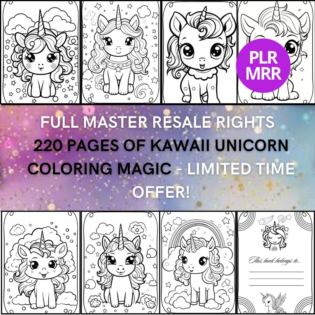 Ultimate Coloring Book Bundle: 460+ Pages of Dinosaurs, Princesses, Halloween Fun & Kawaii Unicorns with Full Master Resell Rights