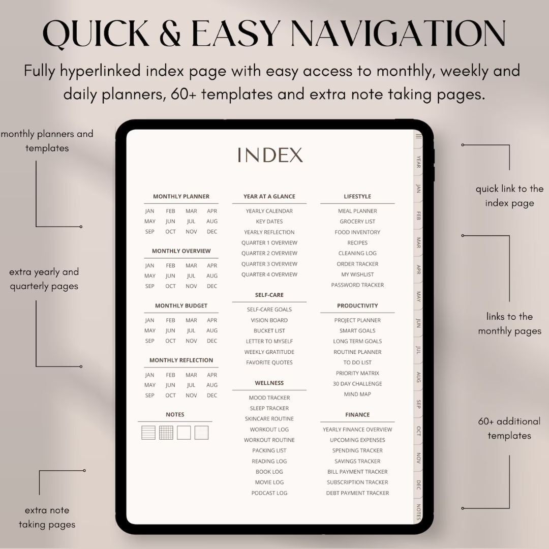 Ultimate Digital Planner: GoodNotes-Compatible Daily, Weekly & Monthly Organizer