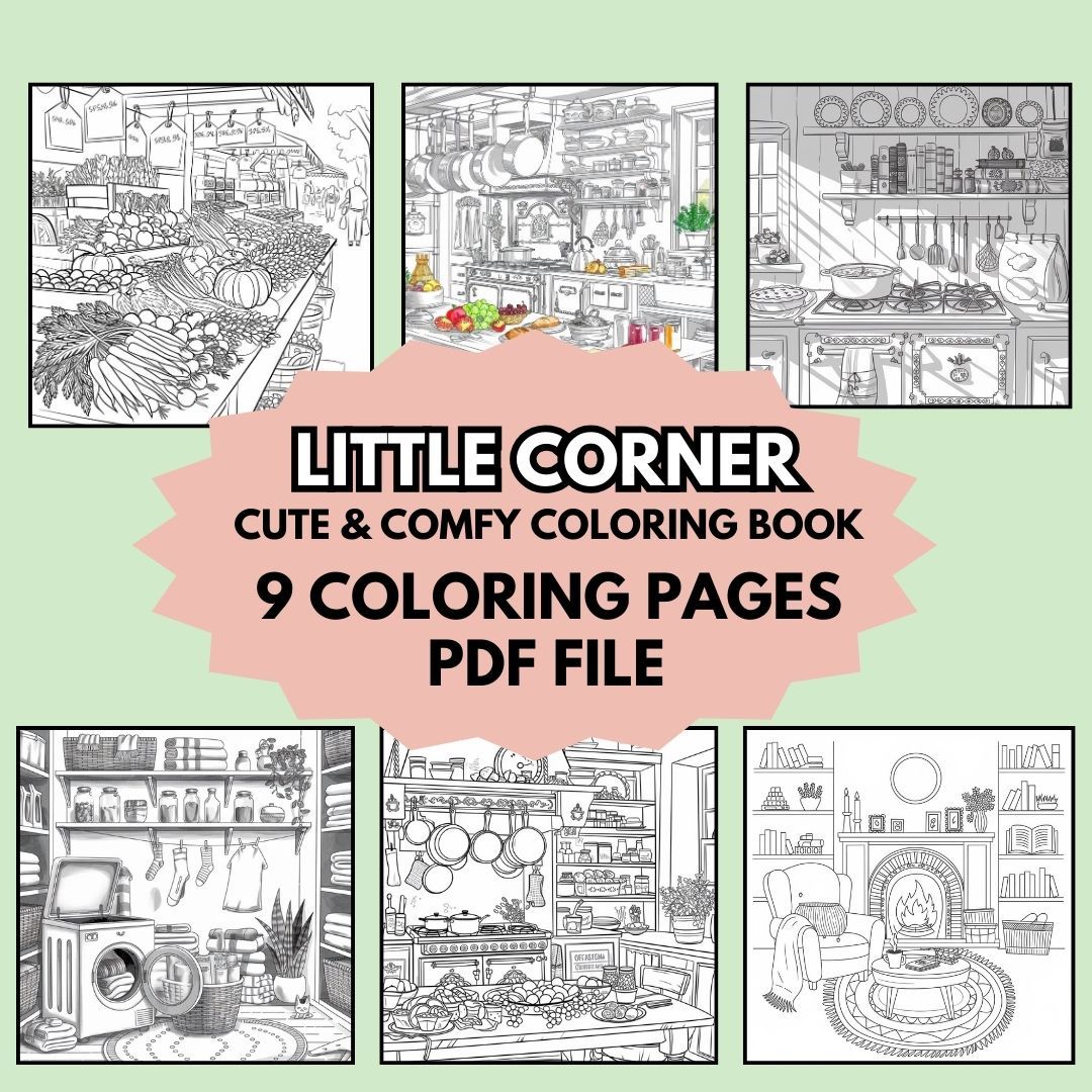 Cozy Friend Collection Bundle: 50+ Pages of Kawaii Creatures, Enchanted Gnomes, Cozy Corners & More with Full PLR Rights