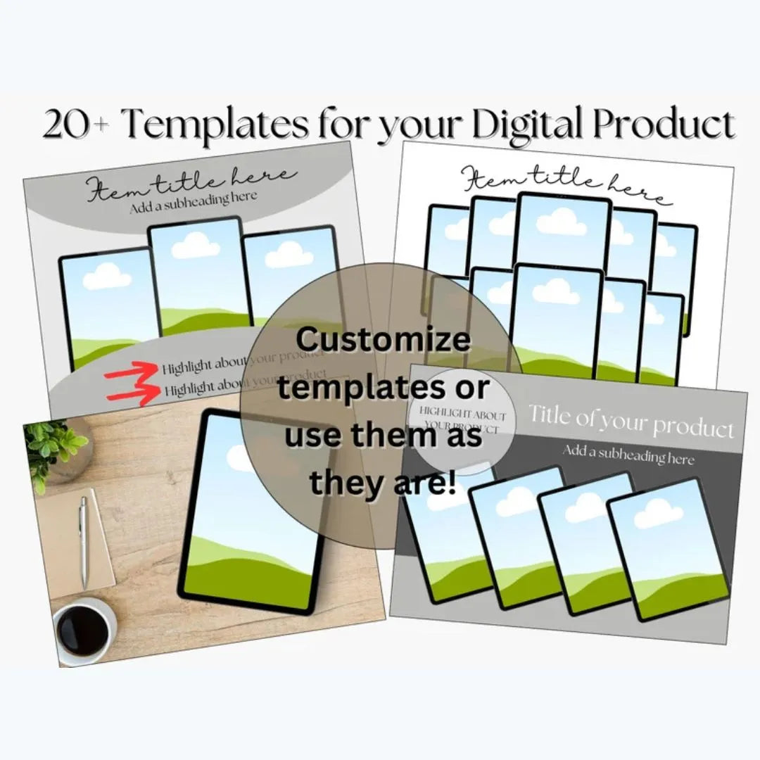 20+ Digital Mockup Templates for Canva – PLR Bundle for Effortless Branding!