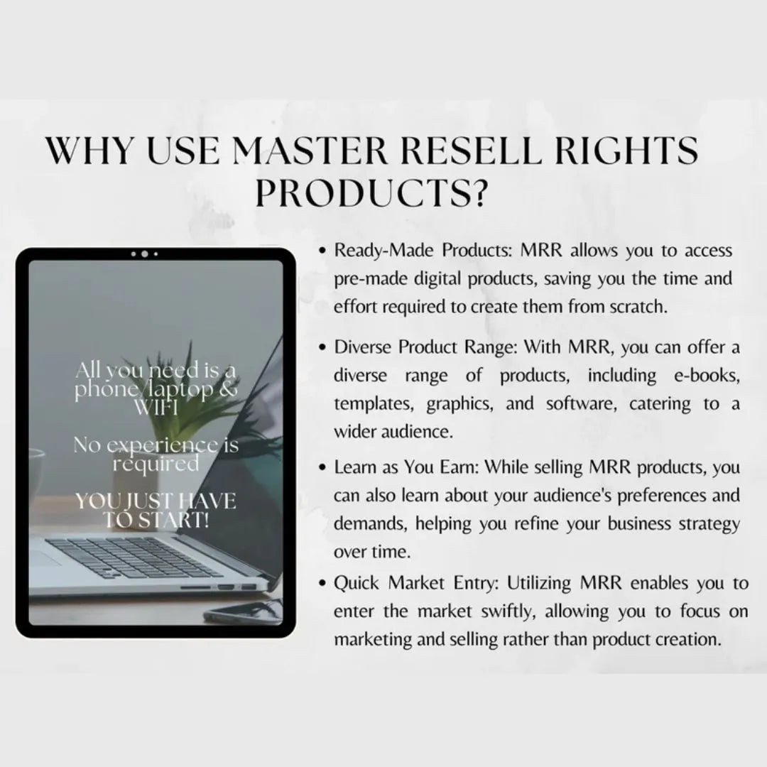 120 Digital Product Ideas with Resell Rights: Done-For-You Content, PLR eBook for Bloggers, Passive Income, and MRR