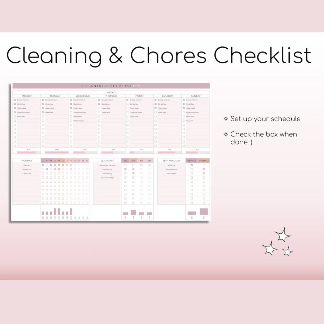 Planificador de Limpieza y Tareas Súper Fácil: Plantilla Editable de Google Sheets para Tareas Semanales, Mensuales y Anuales