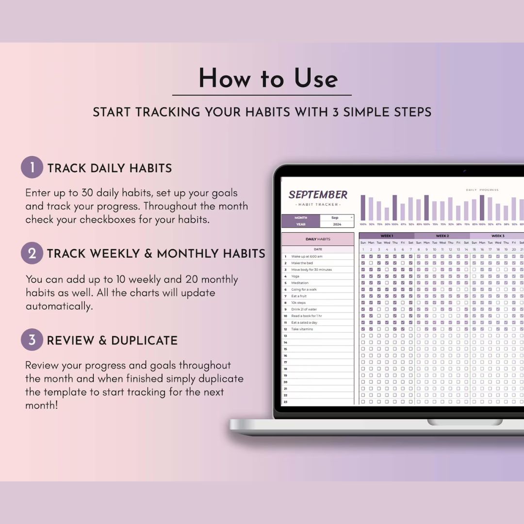 Rastreador de Hábitos – Gestiona tus Metas Diarias, Semanales y Mensuales con Google Sheets