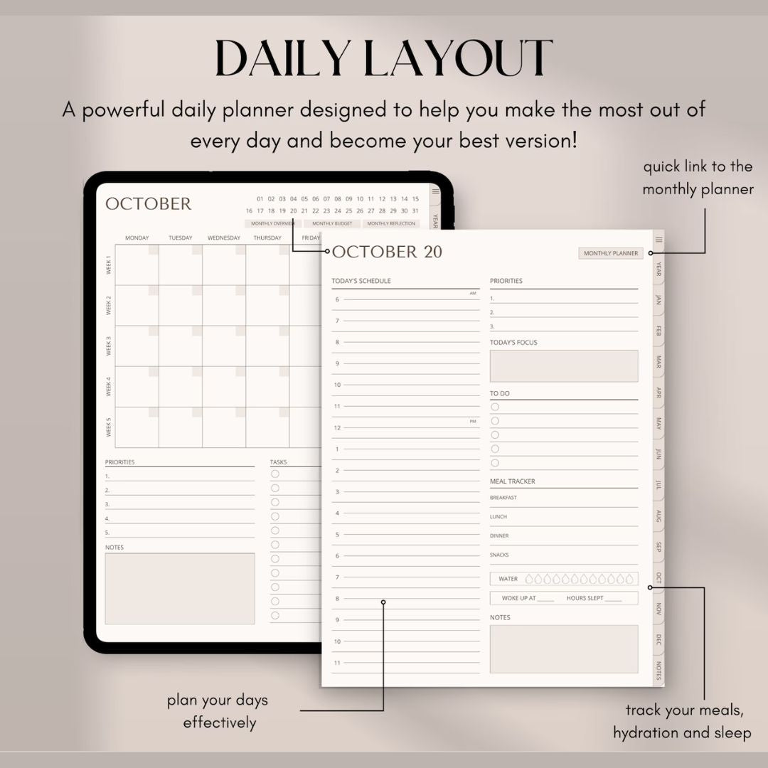 Ultimate Digital Planner: GoodNotes-Compatible Daily, Weekly & Monthly Organizer