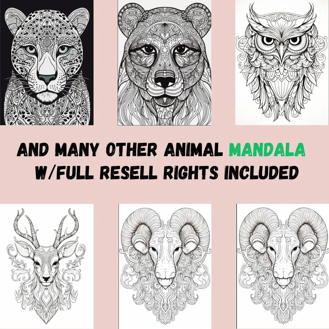 MRR +50 Coloring Pages, Mandala MEGA Bundle with Full Master Resell Rights