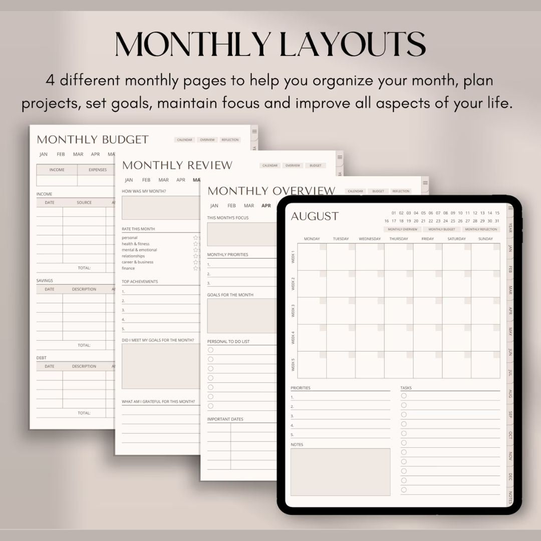 Ultimate Digital Planner: GoodNotes-Compatible Daily, Weekly & Monthly Organizer