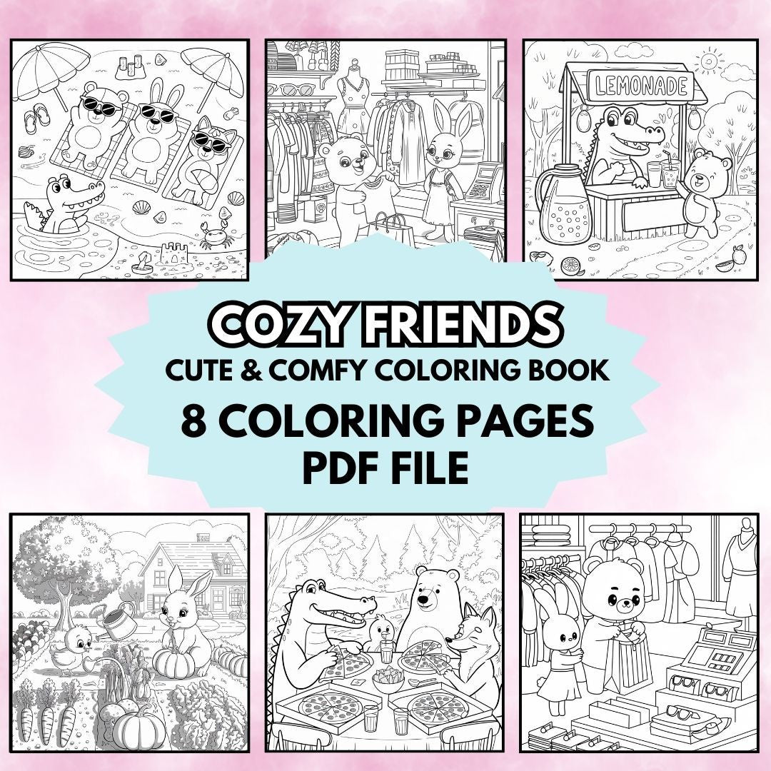 Cozy Friend Collection Bundle: 50+ Pages of Kawaii Creatures, Enchanted Gnomes, Cozy Corners & More with Full PLR Rights