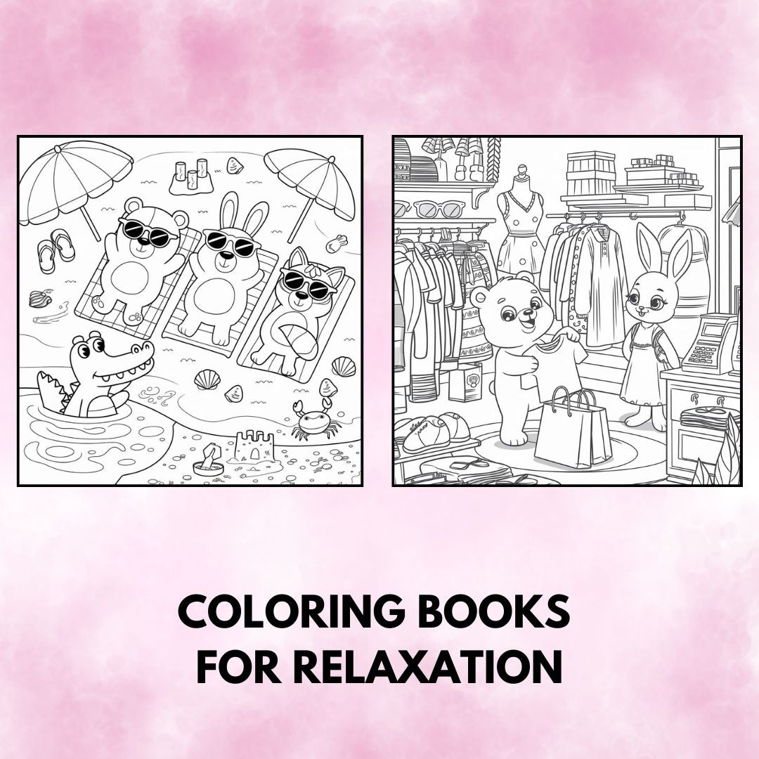 PLR Cozy Animal coloring pages featuring 8 cute animal designs with full private label rights