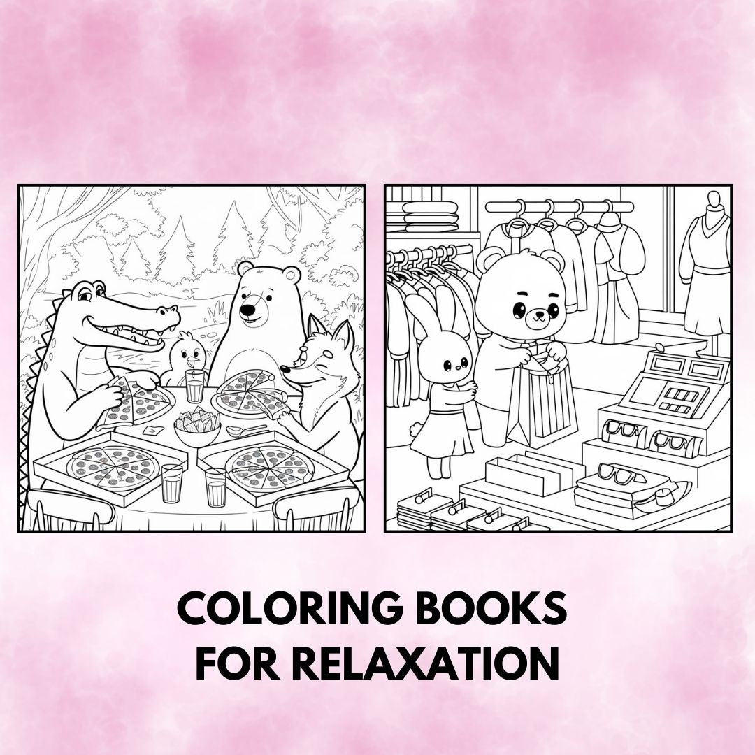 PLR Cozy Animal coloring pages featuring 8 cute animal designs with full private label rights