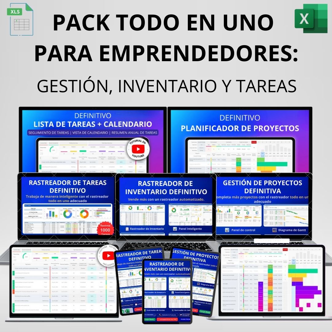 Pack Todo en Uno para Emprendedores: Gestión, Inventario y Tareas