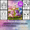 MRR Kawaii Unicorn Coloring Book – 220 Pages of Magical Coloring Fun with Full Master Resell Rights!